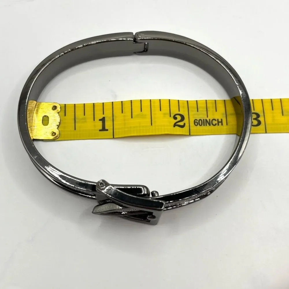 Gun Metal and Silver Sparkle Buckle Bangle Bracelet